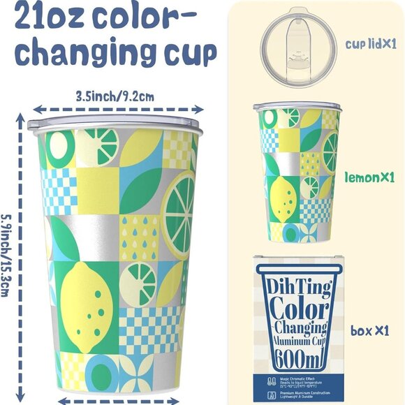 Color Changing Aluminum Cup with Lid - BRAND NEW IN BOX. - Picture 2 of 9